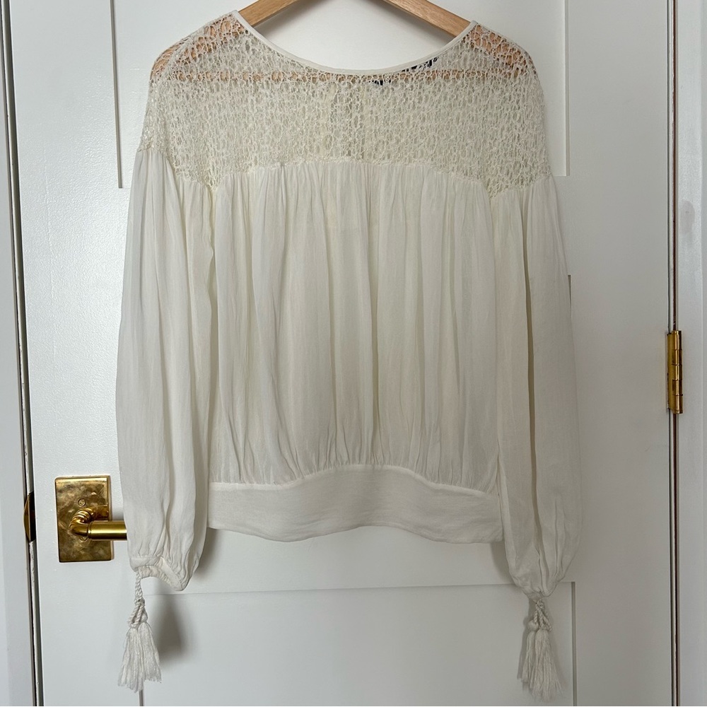 ZARA chiffon and crochet lace blouse